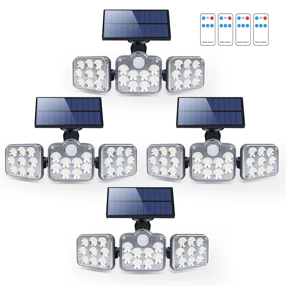 Solar Outdoor Lights 138 LED 3-Head Adjustable 360°Rotating Wide-Angle Pink Iolaus