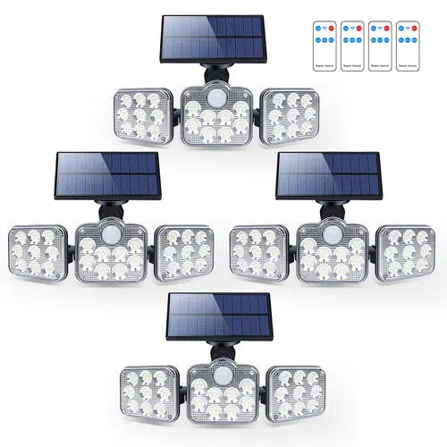 Solar Outdoor Lights 138 LED 3-Head Adjustable 360°Rotating Wide-Angle Pink Iolaus