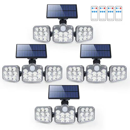 Solar Outdoor Lights 138 LED 3-Head Adjustable 360°Rotating Wide-Angle Pink Iolaus