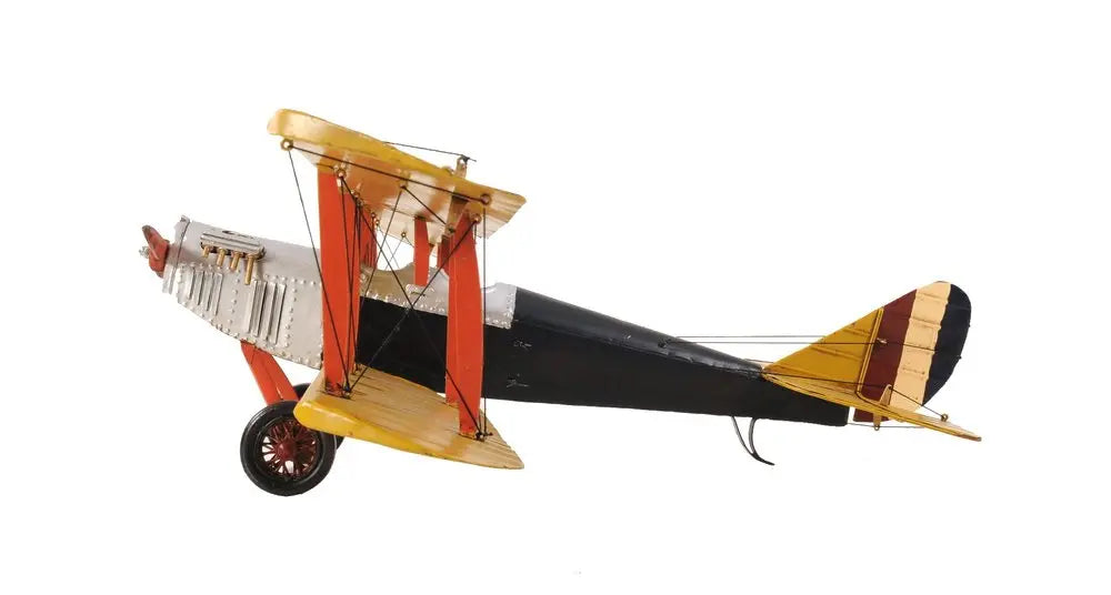 8&quot; Yellow Red And Gray Metal Hand Painted Air Plane White Diomedes