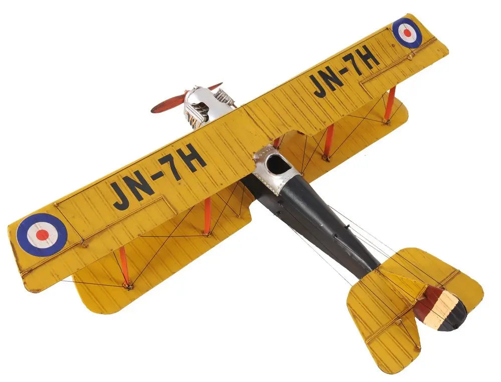 8&quot; Yellow Red And Gray Metal Hand Painted Air Plane White Diomedes