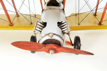 8&quot; Yellow Red And Gray Metal Hand Painted Air Plane White Diomedes