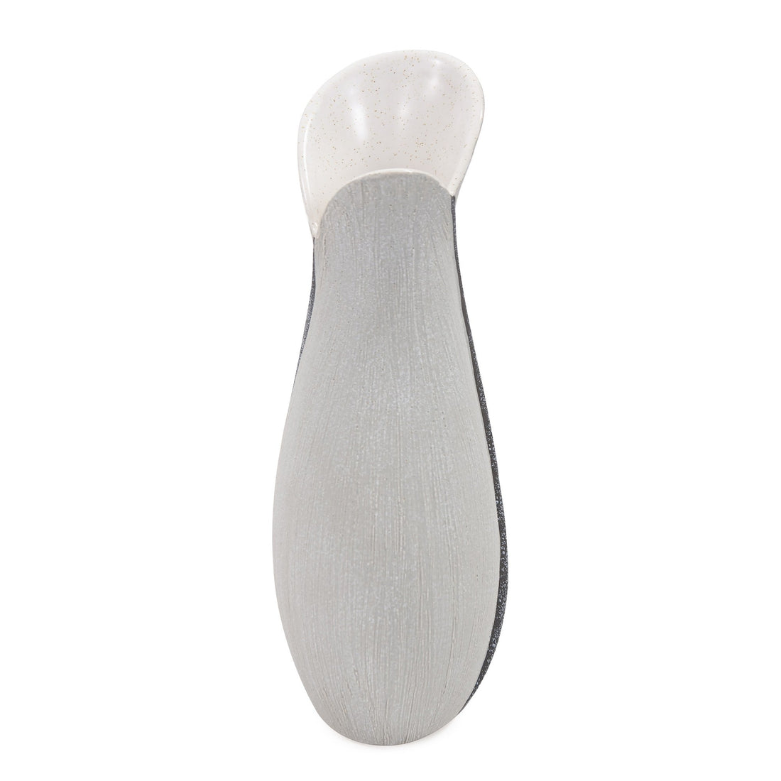 10&quot; Gray and Off White Tulip Ceramic Table Vase With Sequins White Diomedes