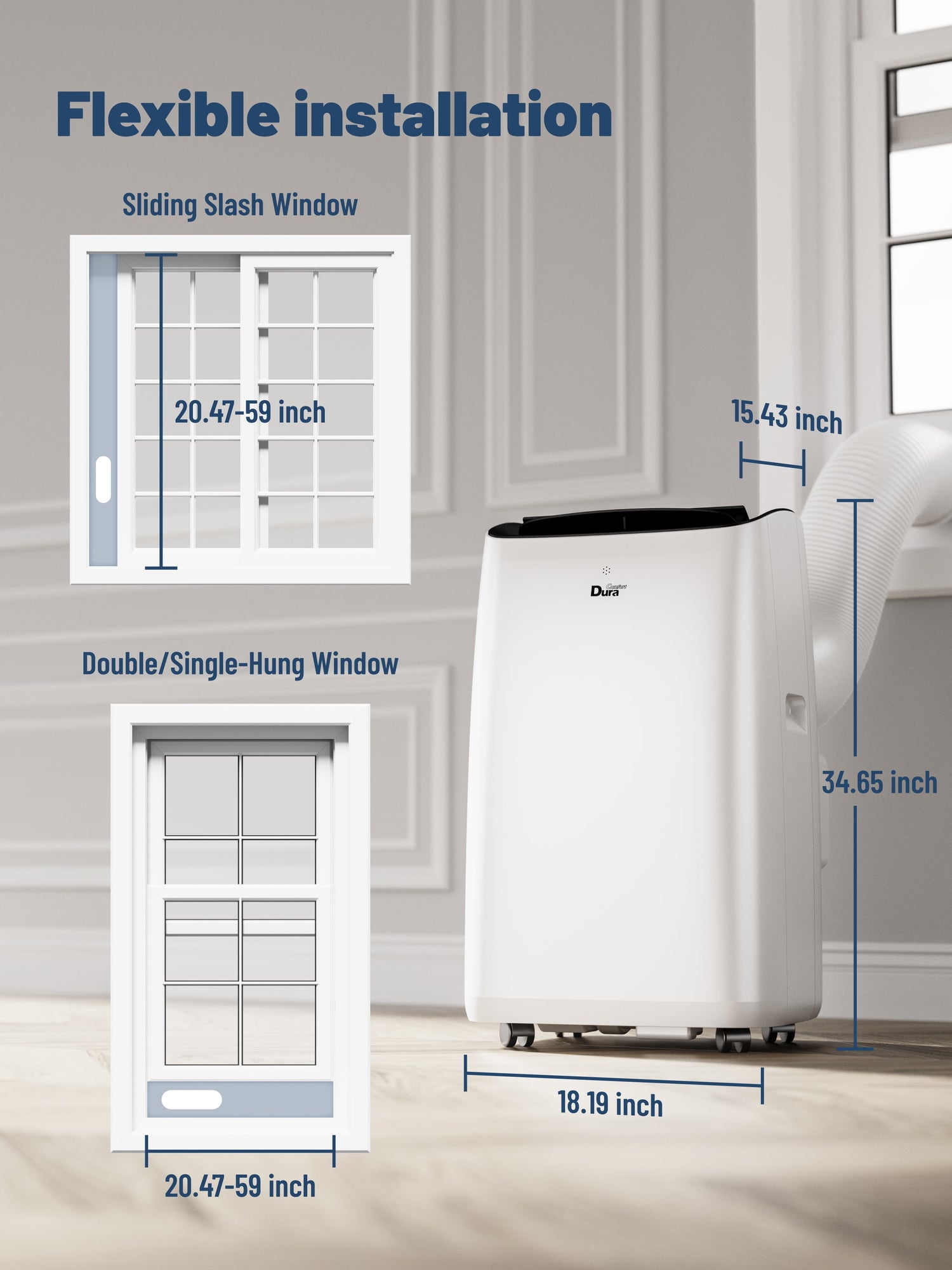 Portable Air Conditioners for Room, 8150BTU(12000 BTU Ashrae) Smart Wifi, Built-In Cool, Dehumidifier, Fan