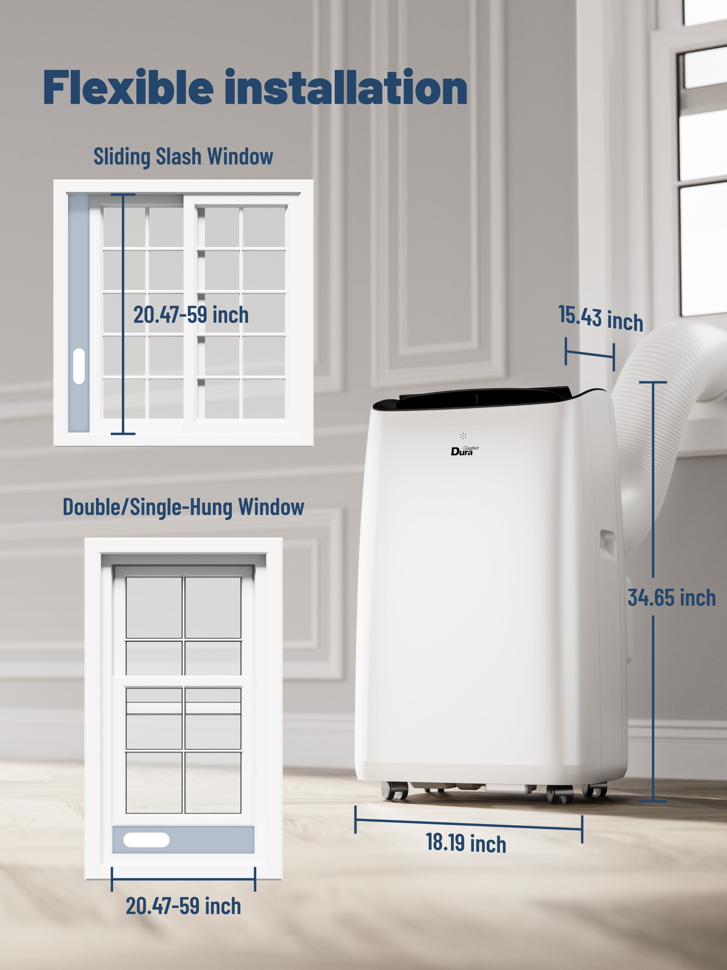 Portable Air Conditioners for Room, 8150BTU(12000 BTU Ashrae) Smart Wifi, Built-In Cool, Dehumidifier, Fan