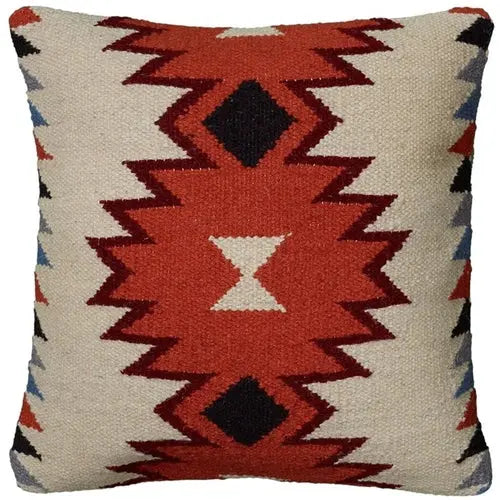 18&quot; Orange and Ivory Cotton Throw Pillow White Diomedes