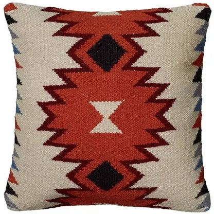 18&quot; Orange and Ivory Cotton Throw Pillow White Diomedes