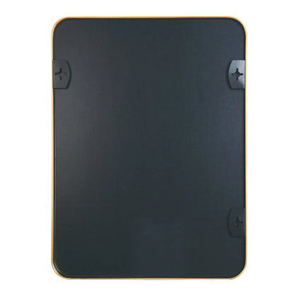 22x30 Inch Gold Metal Framed Rectangular Bathrrom Mirror for Wall. Sangria Beech