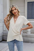 Out of State - Solid Color Surplice Short Sleeve Blouse Jade Icarus
