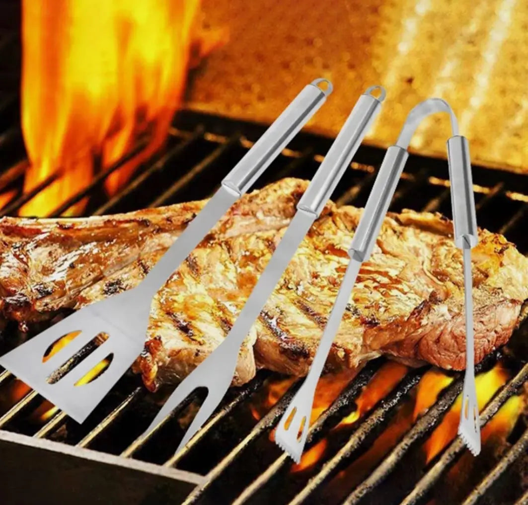 3 PCS Stainless Steel BBQ Grill Utensils Set Yellow Pandora