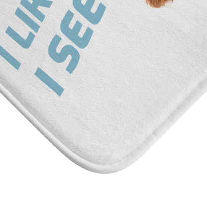 Funny Dog Looking Up Bath Mat Yellow Pandora