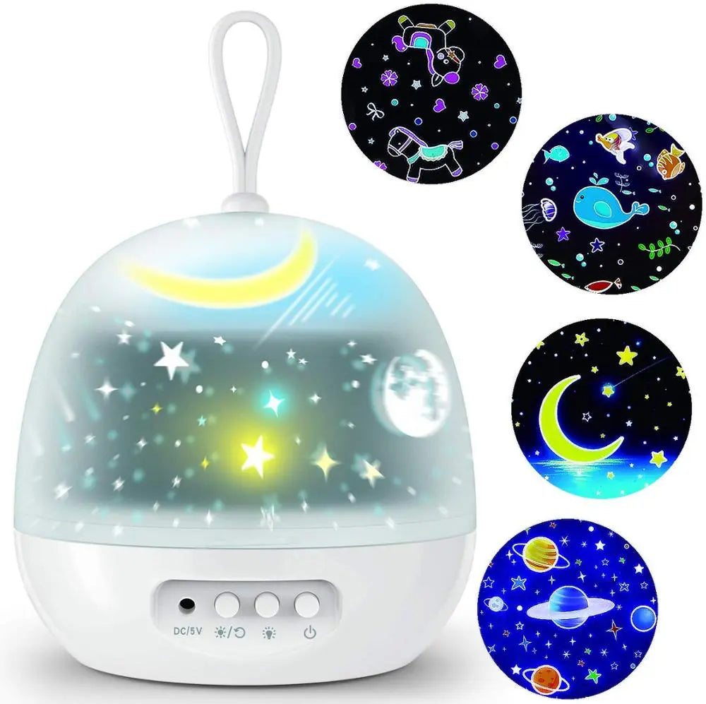 Night Light Projector 360° Rotating 8 Lighting Modes Maroon Asteria