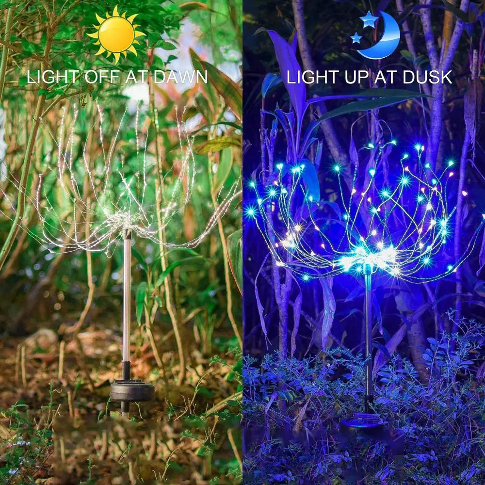 2 PCS Solar Firework Lights 150 LED Multicolor Solar Decorative Lights Pink Iolaus