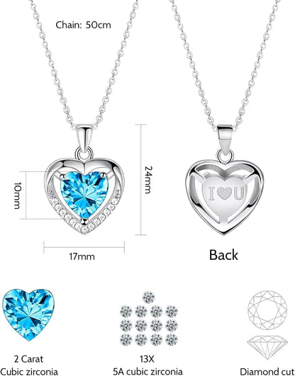 925 Sterling Silver Heart Pendant Necklace for Women - Cubic Zirconia Love Pendant Necklace, 20 Inch Love Necklace Jewelry for Christmas, Thanksgiving, Valentine&