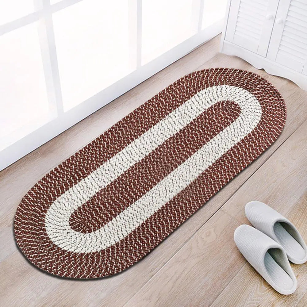 Braided Area Rug Woven Doormat Reversible Oval Floor Carpet Washable Throw Mat for Patio Bedroom Kitchen Living Room Coffee 24&quot;X60&quot;X0.5&quot;