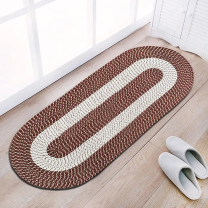Braided Area Rug Woven Doormat Reversible Oval Floor Carpet Washable Throw Mat for Patio Bedroom Kitchen Living Room Coffee 24&quot;X60&quot;X0.5&quot;