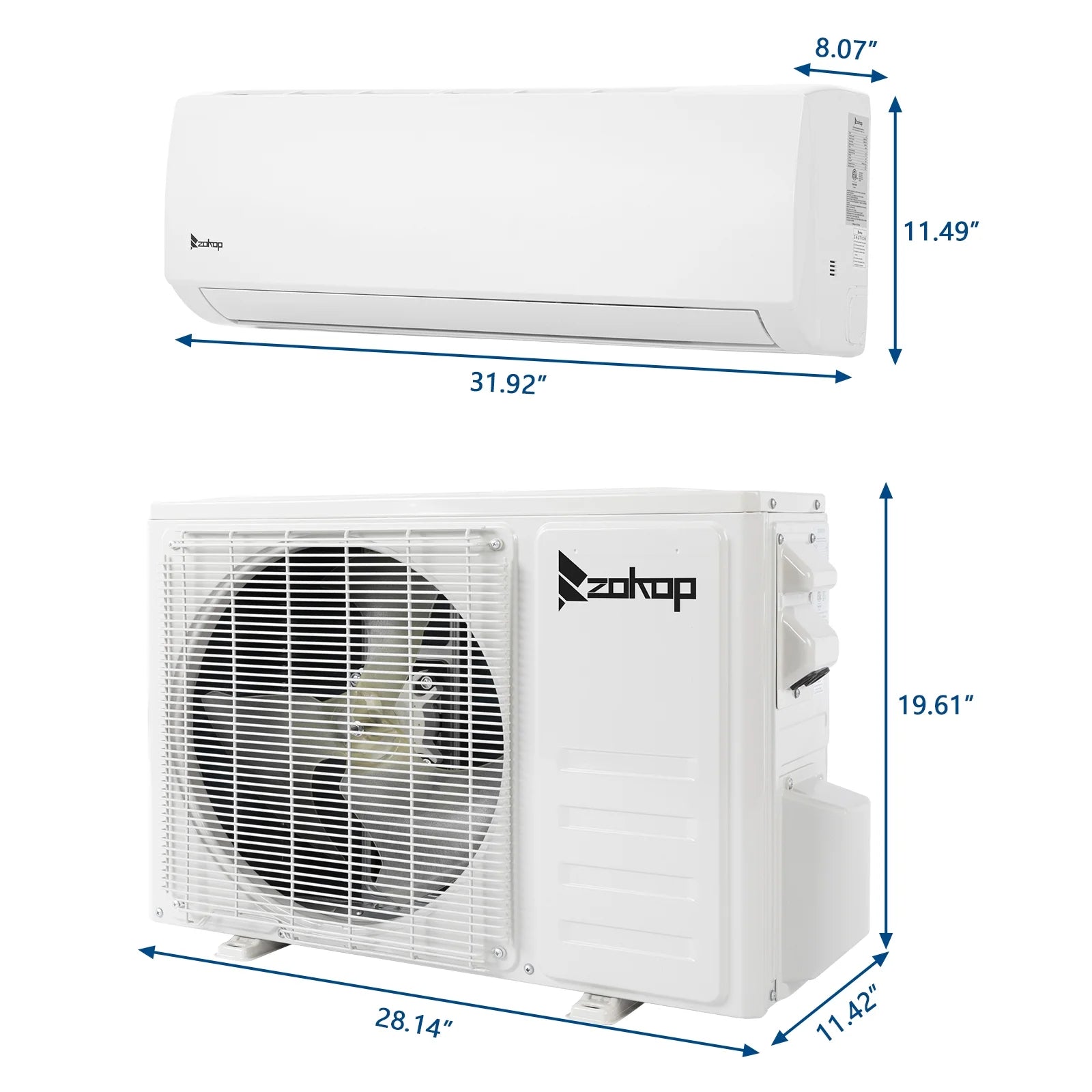19 Seer 12000BTU Wifi Enabled Mini Split Air Conditioner Ductless Inverter System, 115V 60Hz Energy Efficient Unit with Heat Pump