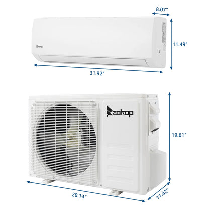 19 Seer 12000BTU Wifi Enabled Mini Split Air Conditioner Ductless Inverter System, 115V 60Hz Energy Efficient Unit with Heat Pump