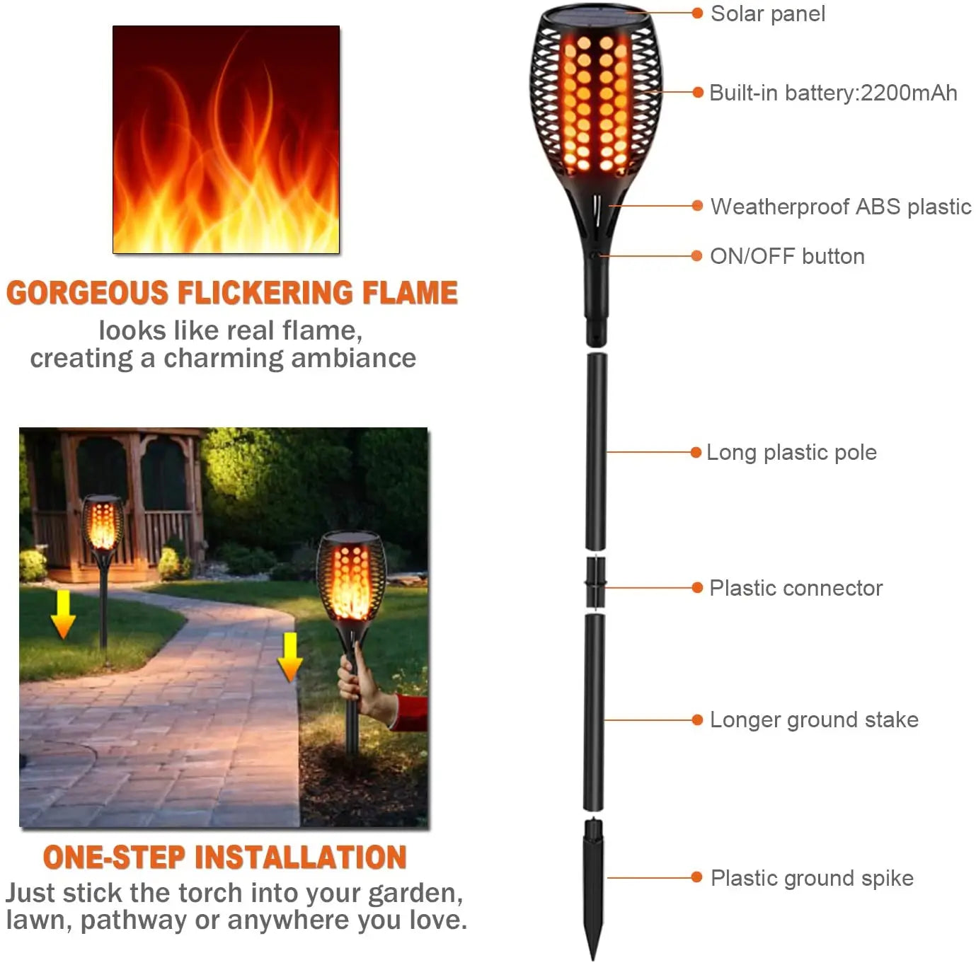 33 Led Outdoor Waterproof Solar Powered Small Torch Flame Lights Pink Iolaus