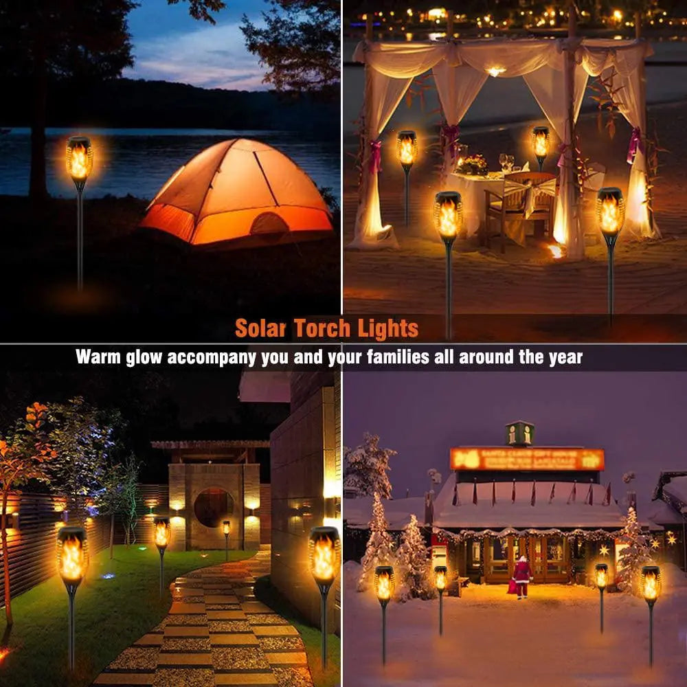 33 Led Outdoor Waterproof Solar Powered Small Torch Flame Lights Pink Iolaus