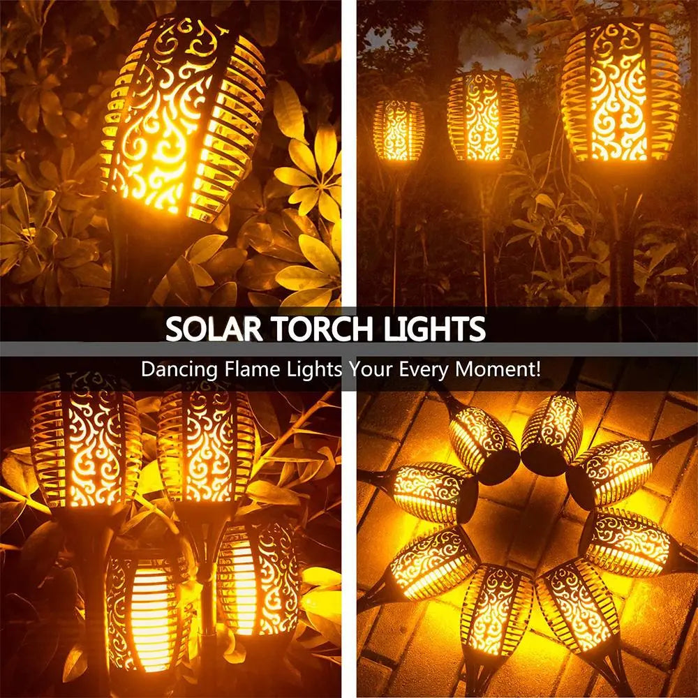 33 Led Outdoor Waterproof Solar Powered Small Torch Flame Lights Pink Iolaus