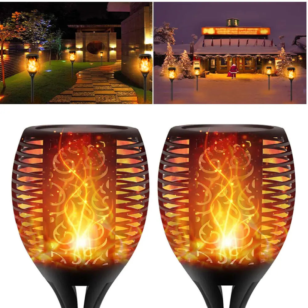 33 Led Outdoor Waterproof Solar Powered Small Torch Flame Lights Pink Iolaus