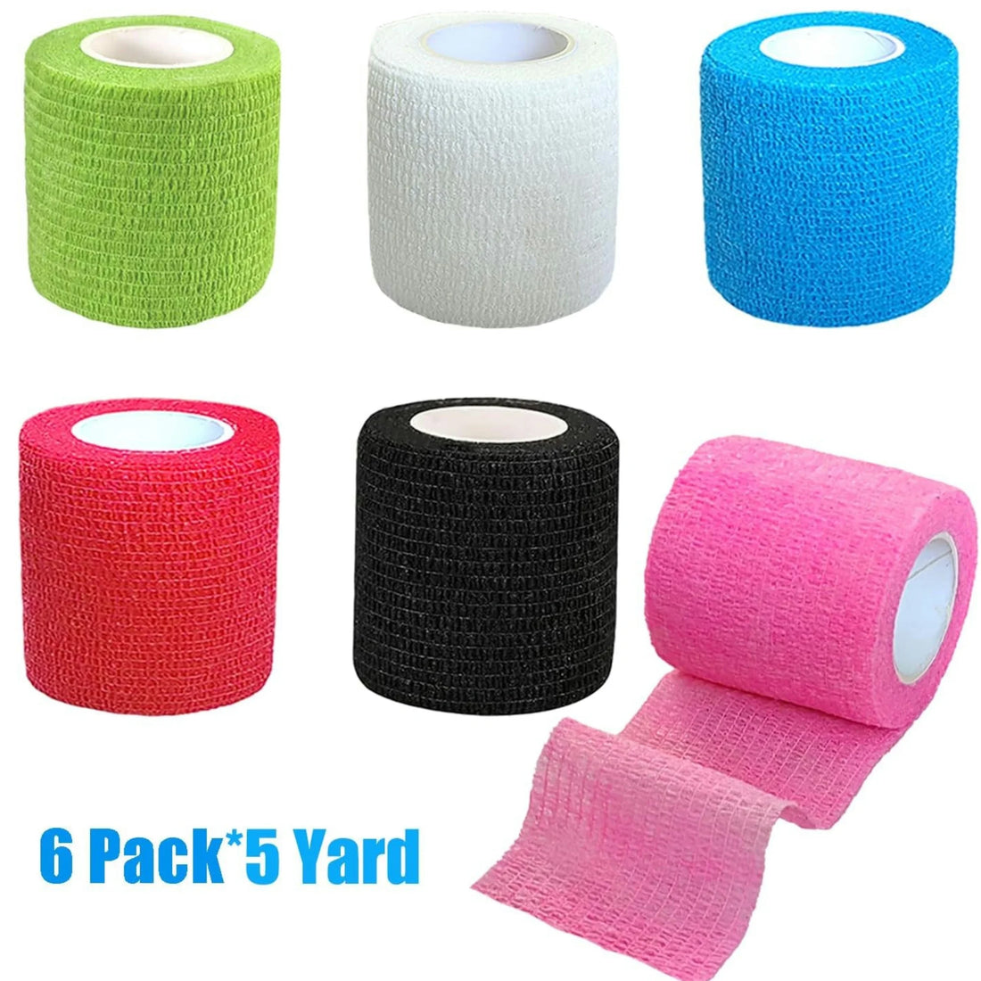 12 Rolls Self Adhesive Stretch Bandage Wrap 2 Inch X 6 Yards, Adherent Cohesive Vet Tape for First Aid, Wrist and Ankle Swelling, Animals, Pets, Sports (6 Colors)