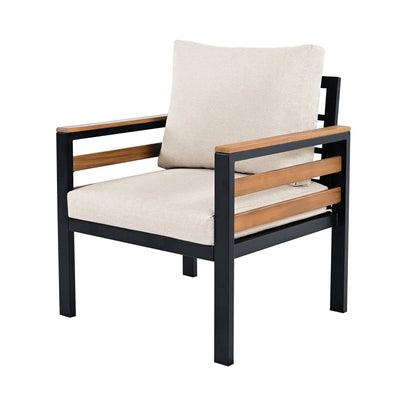 4-Piece Outdoor Furniture Sofa Set for 5 People with Acacia Wood Sangria Beech