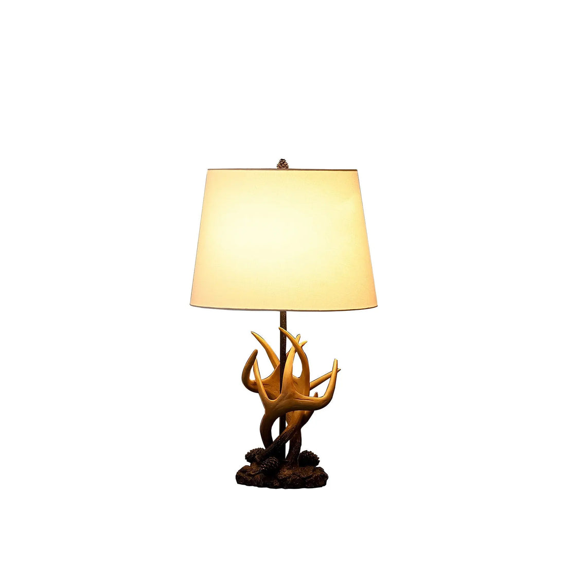 26&quot; Natural And Brown Antlers Table Lamp With White Shade White Diomedes