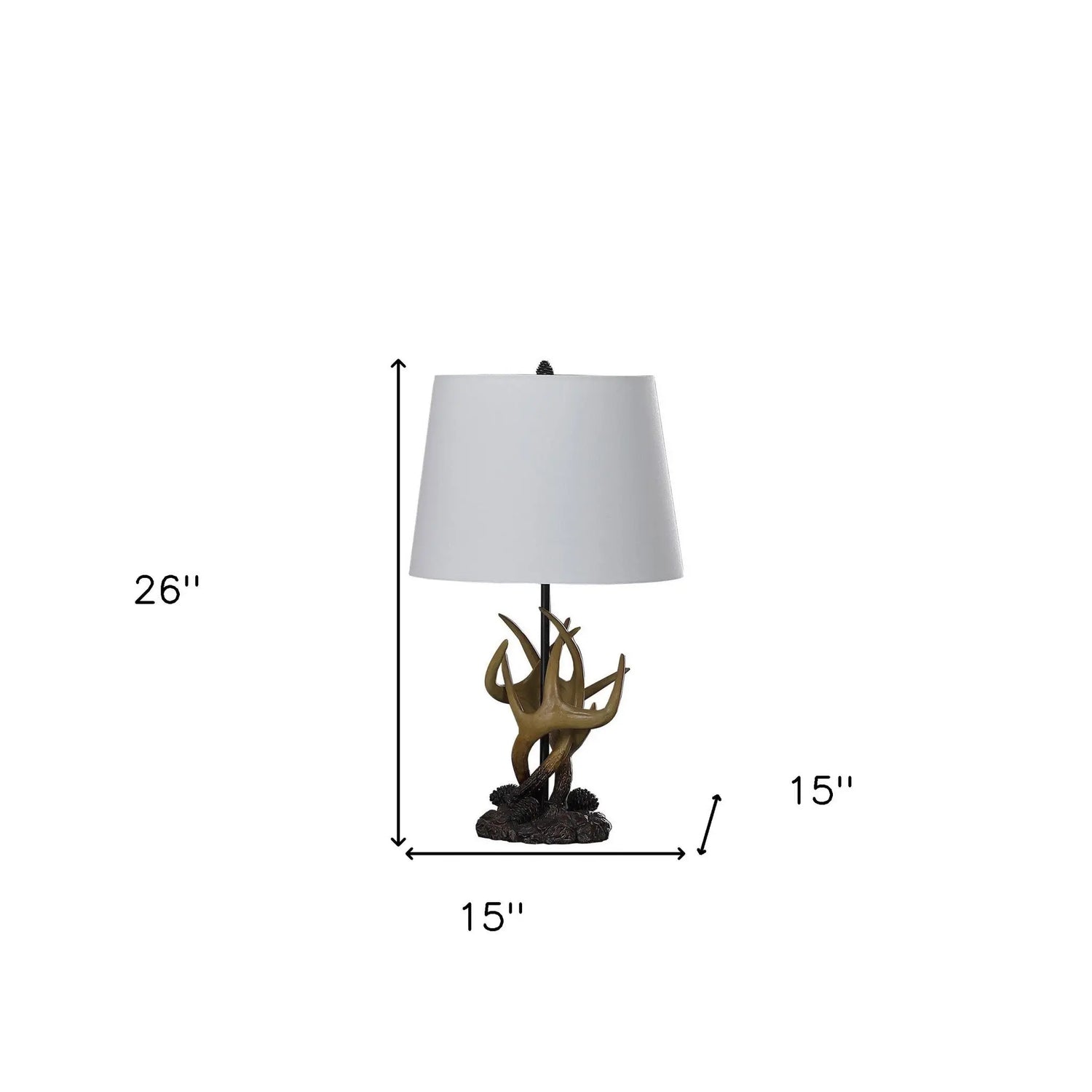 26&quot; Natural And Brown Antlers Table Lamp With White Shade White Diomedes