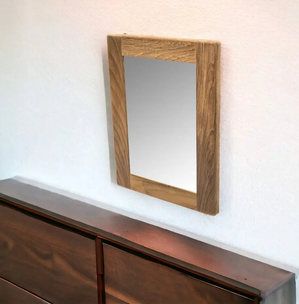15&quot; Brown Solid Wood Framed Accent Mirror White Diomedes