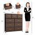 39" Brown Steel and Fabric Nine Drawer Triple Dresser White Diomedes