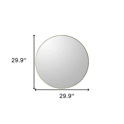 30&quot; Gold Round Wood Framed Accent Mirror White Diomedes