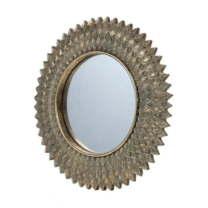 13&quot; Antiqued Gold Sunburst Resin Framed Accent Mirror White Diomedes