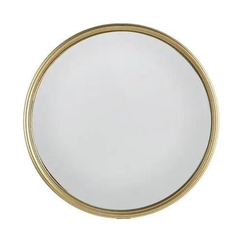 10&quot; Gold Round Iron Textured Framed Accent Mirror White Diomedes