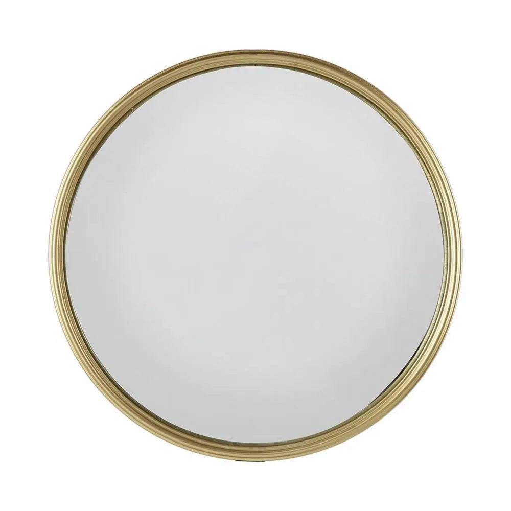 10" Gold Round Iron Textured Framed Accent Mirror White Diomedes