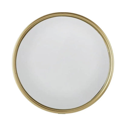 10&quot; Gold Round Iron Textured Framed Accent Mirror White Diomedes
