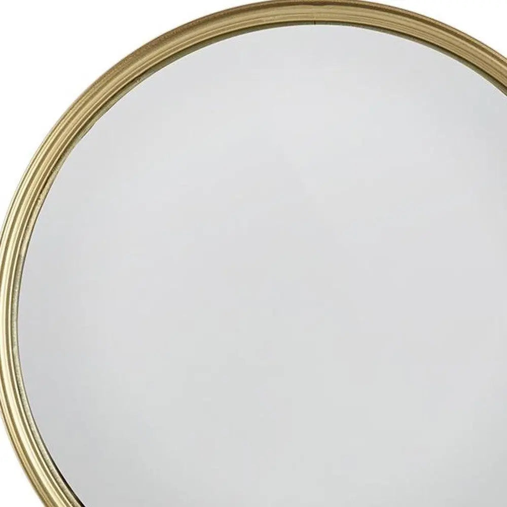 10&quot; Gold Round Iron Textured Framed Accent Mirror White Diomedes