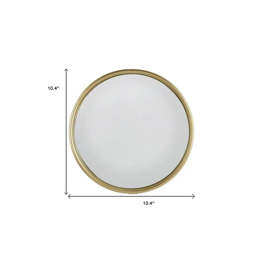 10&quot; Gold Round Iron Textured Framed Accent Mirror White Diomedes