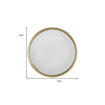 10&quot; Gold Round Iron Textured Framed Accent Mirror White Diomedes