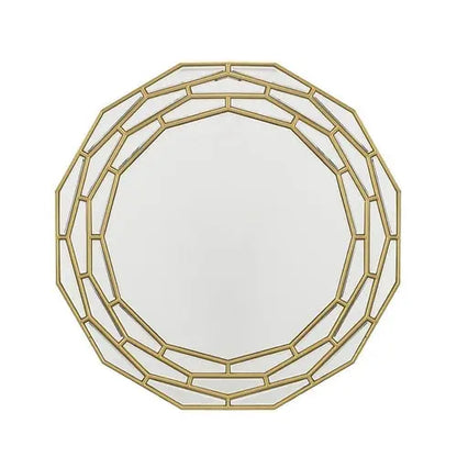 35&quot; Gold Round Framed Accent Mirror White Diomedes