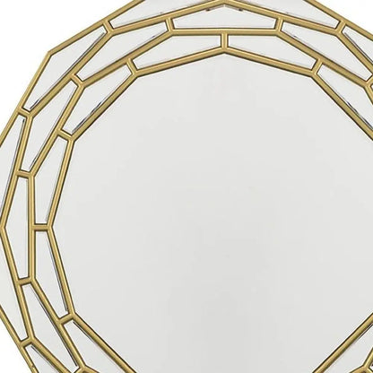 35&quot; Gold Round Framed Accent Mirror White Diomedes