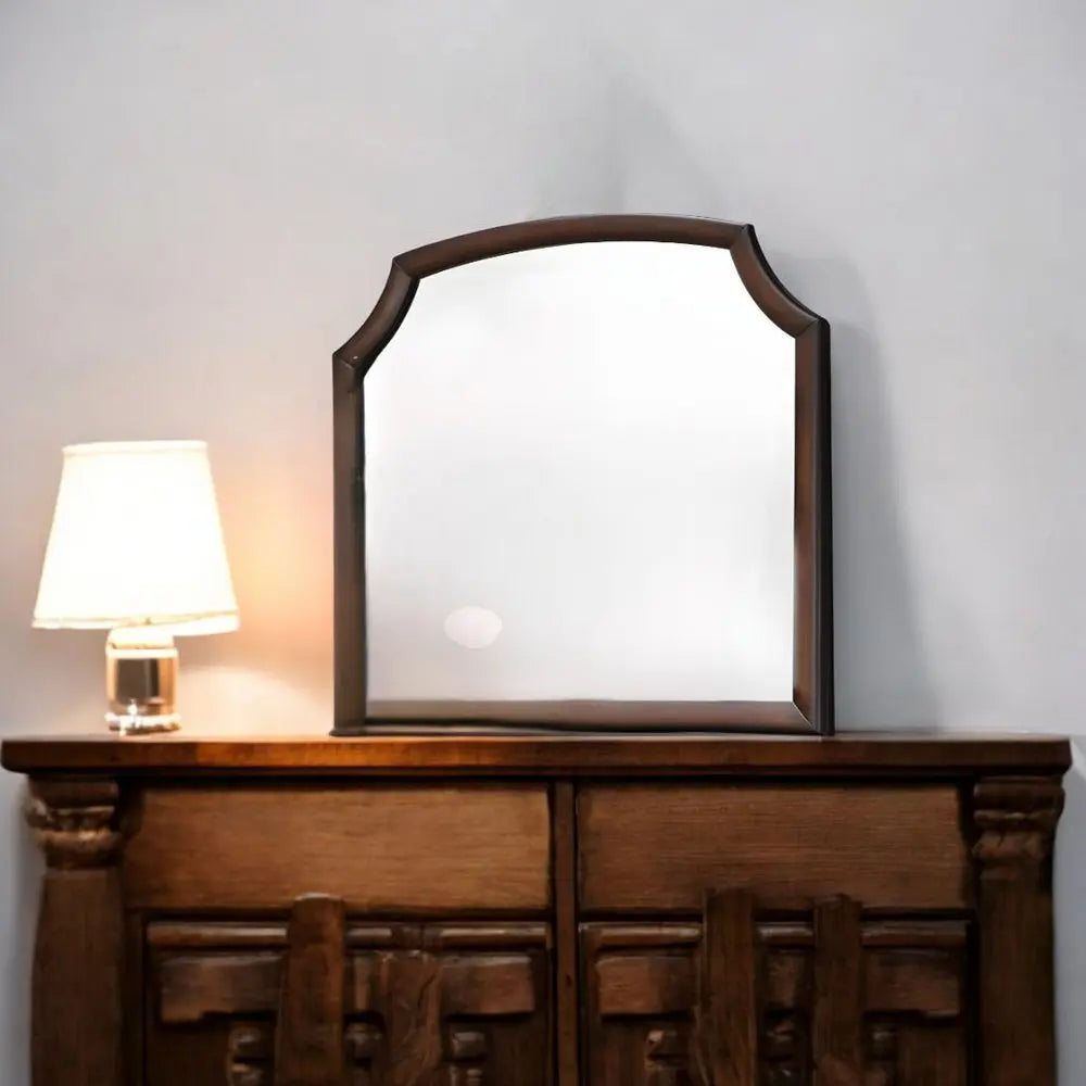37&quot; Espresso Abstract Wood Framed Mounted Dresser Mirror White Diomedes