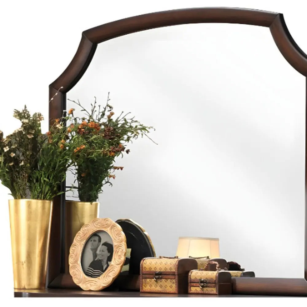 37&quot; Espresso Abstract Wood Framed Mounted Dresser Mirror White Diomedes