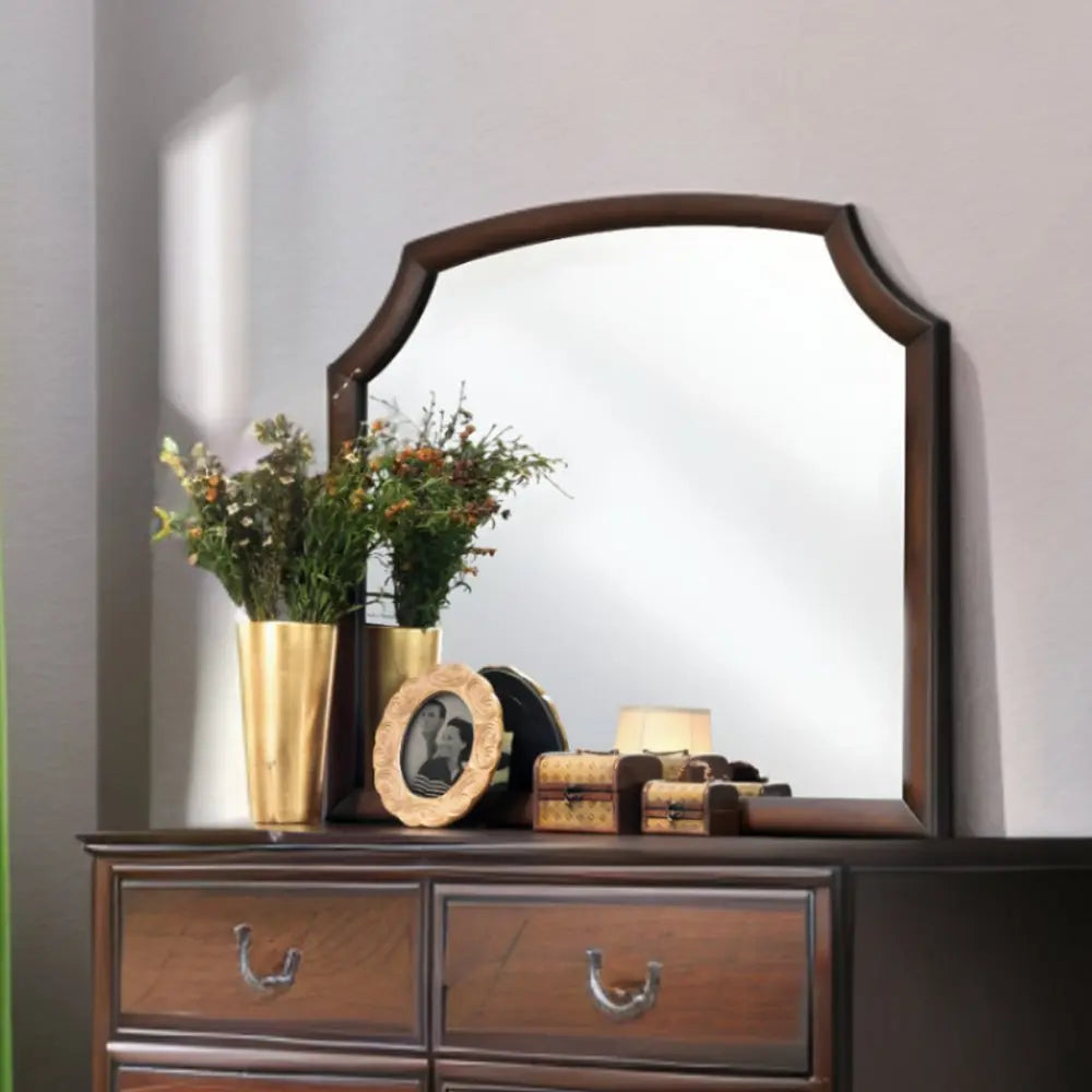37" Espresso Abstract Wood Framed Mounted Dresser Mirror White Diomedes
