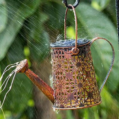 Solar Watering Can Lights Outdoor Decor Hanging Kettle Lantern Light Pink Iolaus