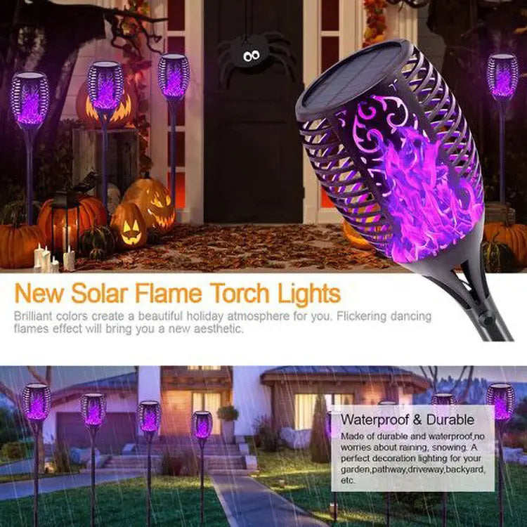 2 Pcs Solar Lights Outdoor Solar 12 Led Torch Flickering Flame Lights Pink Iolaus
