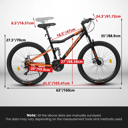 TerraRush™ – 26&quot; Mountain Bike with Shock Absorber &amp; 21-Speed Carmine Juneberry