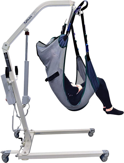 Electric Patient Lift - Rhino Lift with Manual Low Base - with Shower Full Sling(Medium), 450 Lb. Weight Capacity.