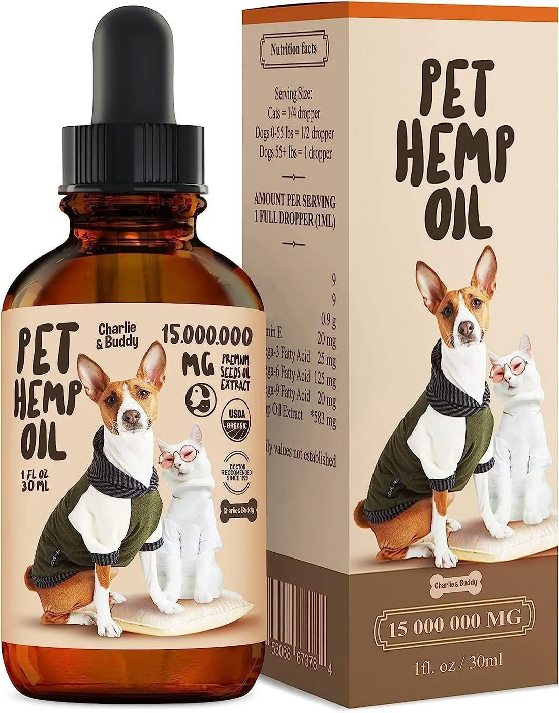 Charlie Buddy   H–µmp Oil for Dogs Cats   Hi—Ä and J–æint Supp–ært and Periwinkle Eros